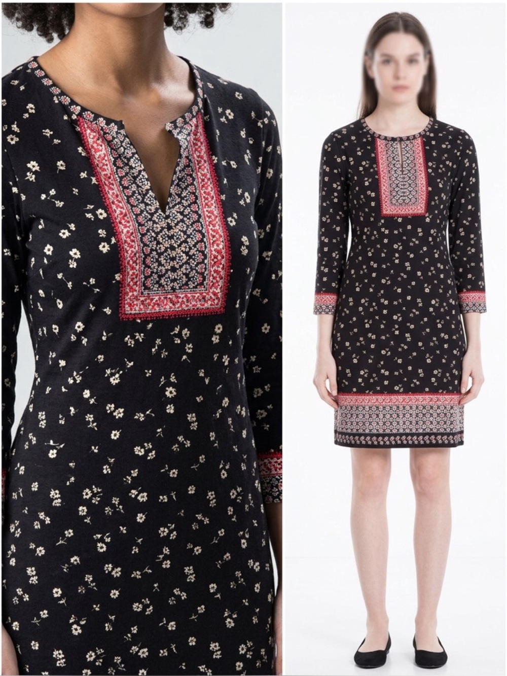 Max Studio Black and Pink Floral Blouse